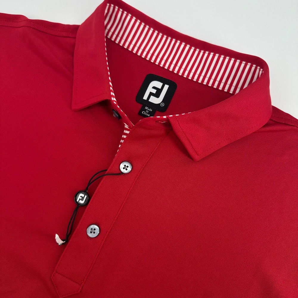 FootJoy Golf Polo XXL Red Excellent Striped Collar Performance Shirt FJ